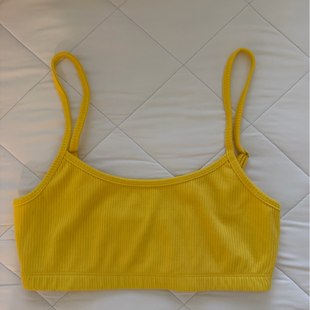 Daily Drills Bright Yellow Ribbed Bikini Top